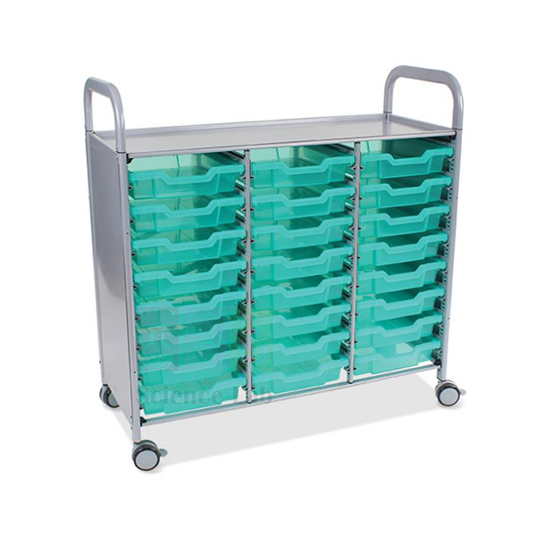 Treble Antimicrobial Trolley with Shallow Trays